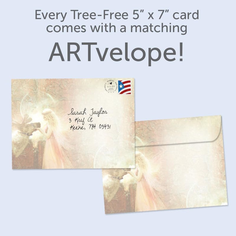 Tree-Free Greetings Gentle Kindness Solstice Cards - 10 Recycled 5x7 Cards & Matching Envelopes, Thick Cardstock, Made in USA - Mystical Fairy Ring - Image 3
